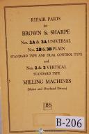 Brown & Sharpe-Brown & Sharpe No. 2A, 2B, 3A, 3B, Milling Machine Parts Manual-#2-#3 -2A-3A-3B-No. 2-No. 3-01